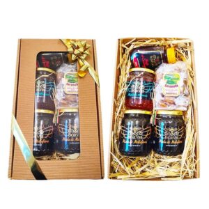 scatola-regalo-miele-caramelle-millefiori-castagno-borvei-apicoltura-vaso-vetro