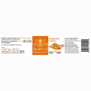 CURCUMA E MIELE ETICHETTA APICOLTURA BORVEI MIELE