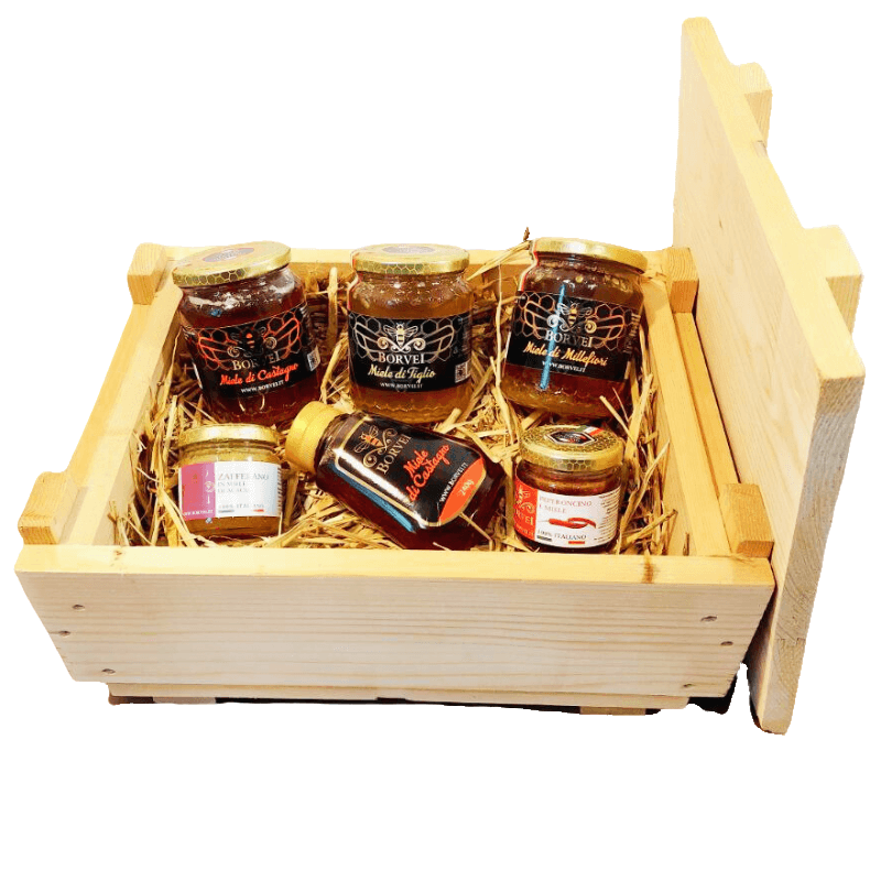 Cofanetto Regalo Legno: Degustazione Miele e Zafferano Gourmet